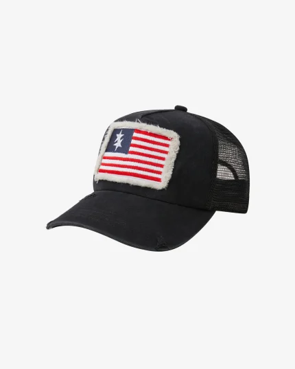 DOUBLE STAR FLAG BLACK CAP