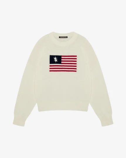 TWO STAR FLAG KNIT VINTAGE WHITE SWEATER