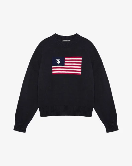 TWO STAR FLAG KNIT BLACK SWEATER