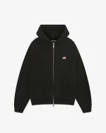 MINI FLAG ZIPPED VINTAGE BLACK HOODIE