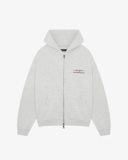 COLE BUXTON SPORT ZIPPED LIGHT GREY MARL HOODIE