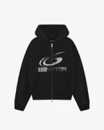 SPONSOR ZIPPED VINTAGE BLACK HOODIE