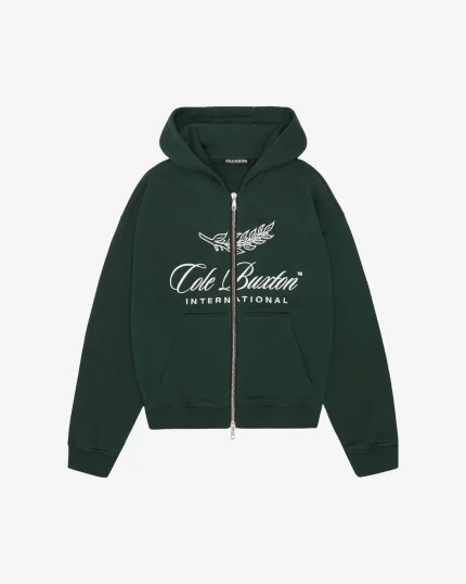 INTERNATIONAL ZIPPED FOREST GREEN HOODIE