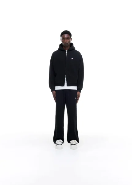 MINI FLAG ZIPPED VINTAGE BLACK HOODIE
