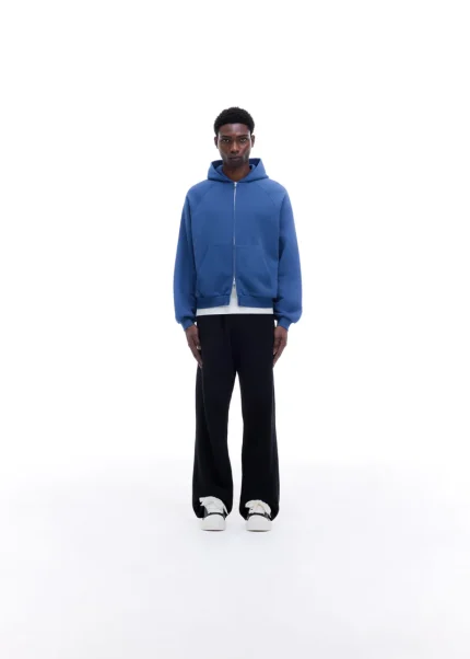 WHITE TAPE ZIPPED BLUE HOODIE