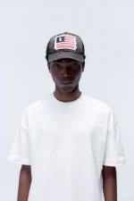 DOUBLE STAR FLAG BLACK CAP