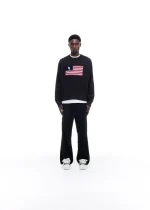 TWO STAR FLAG KNIT BLACK SWEATER