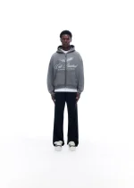 INTERNATIONAL ZIPPED OG WASHED BLACK HOODIE