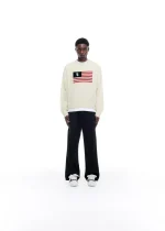 TWO STAR FLAG KNIT VINTAGE WHITE SWEATER